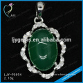 Charming S925 Jewelry Oval Green Jade Gemstone Pendant Wholesale